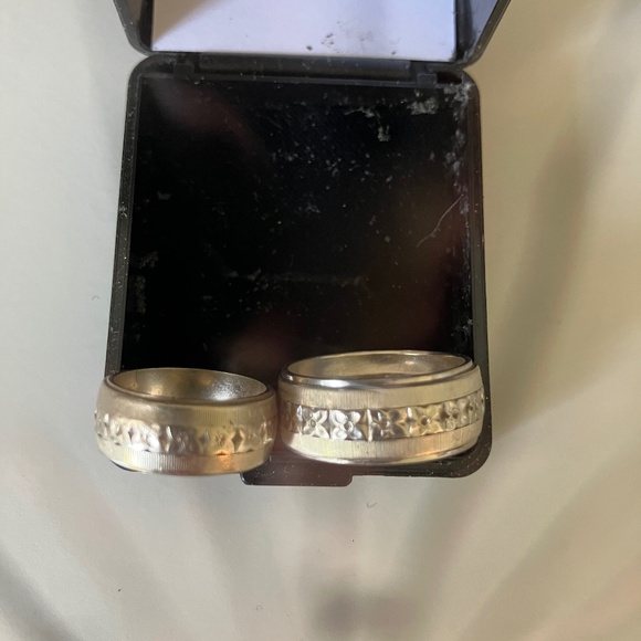 Matching 14K White Gold Wedding Bands